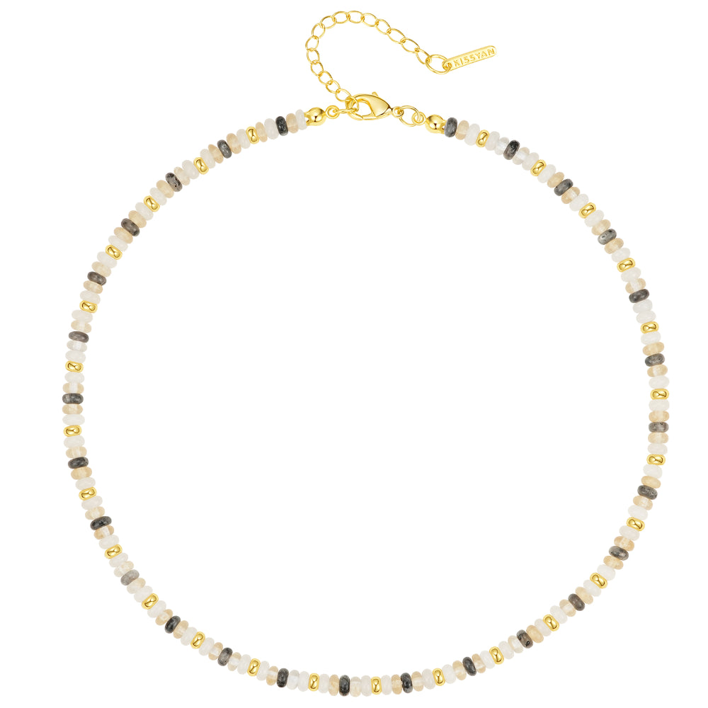 Boho Black Quartz Bead Necklace