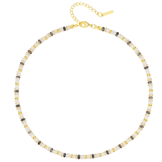 Boho Black Quartz Bead Necklace