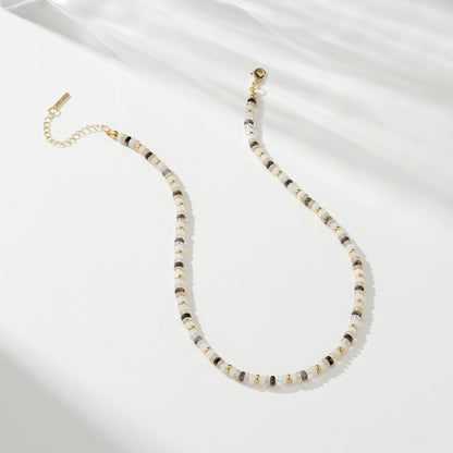 Boho Black Quartz Bead Necklace