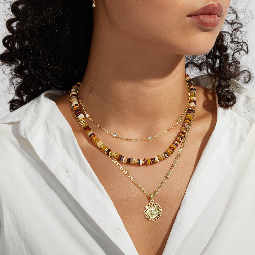 Boho Beaded Choker Natural Tiger Eye Stone Necklace