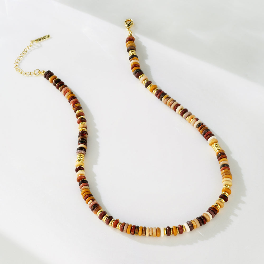 Boho Beaded Choker Natural Tiger Eye Stone Necklace