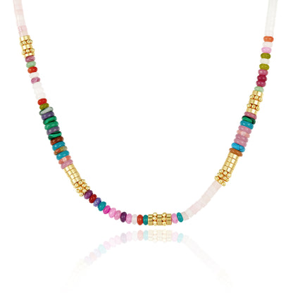 Colorful Boho Beaded Choker Natural Stone Necklace