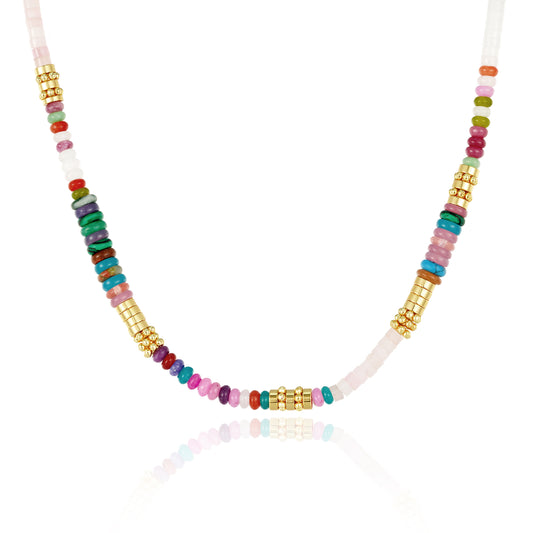 Colorful Boho Beaded Choker Natural Stone Necklace