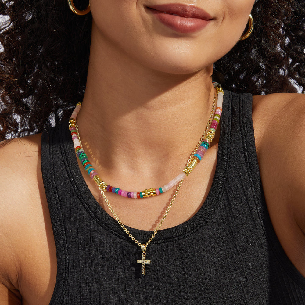 Colorful Boho Beaded Choker Natural Stone Necklace
