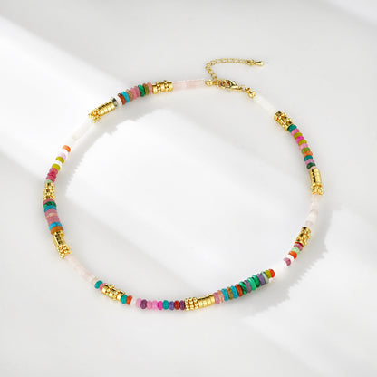 Colorful Boho Beaded Choker Natural Stone Necklace