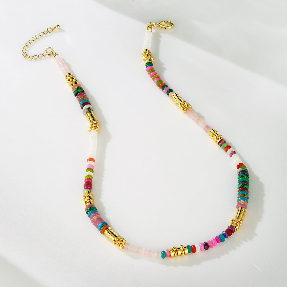 Colorful Boho Beaded Choker Natural Stone Necklace