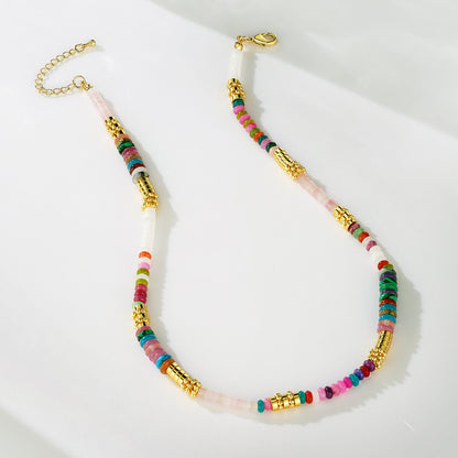 Colorful Boho Beaded Choker Natural Stone Necklace