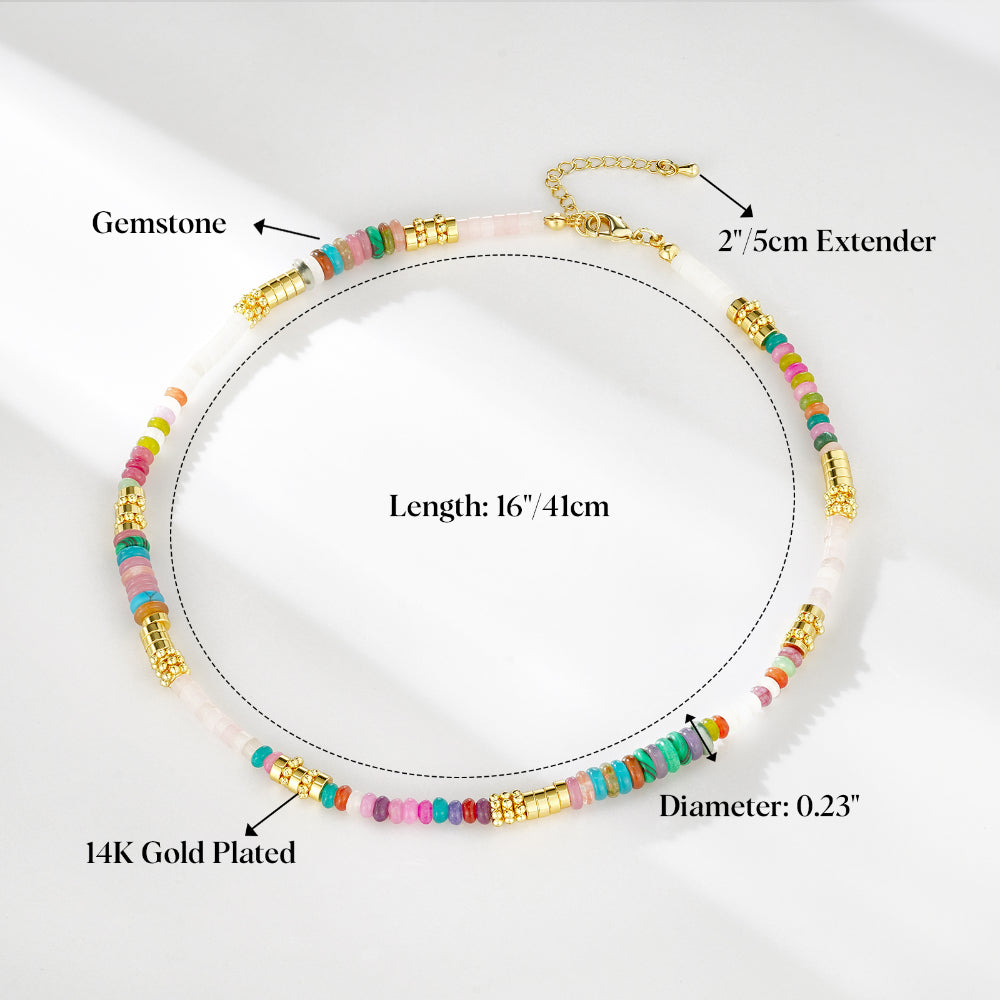 Colorful Boho Beaded Choker Natural Stone Necklace