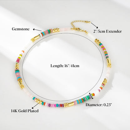 Colorful Boho Beaded Choker Natural Stone Necklace