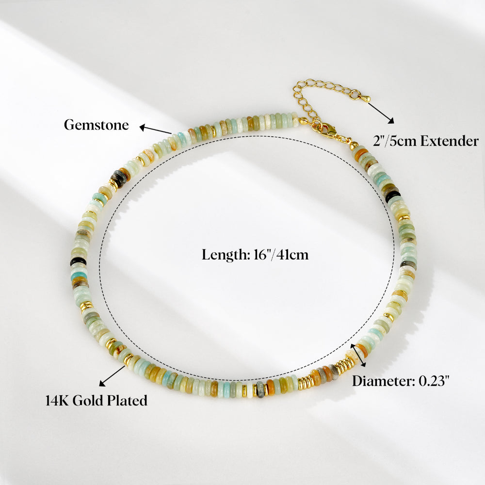 Boho Green Aventurine Beaded Choker Natural Stone Necklace