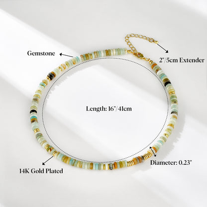 Boho Green Aventurine Beaded Choker Natural Stone Necklace