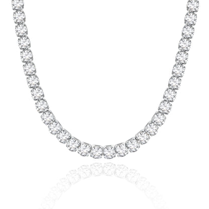 14K Gold Tennis Necklace CZ Baguette Tennis Chain- Round CZ