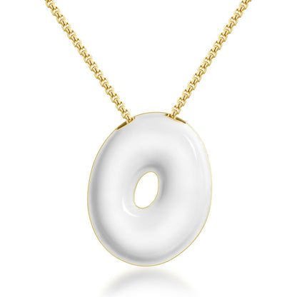 Bubble Letter Colorful Enamel Initial Necklace