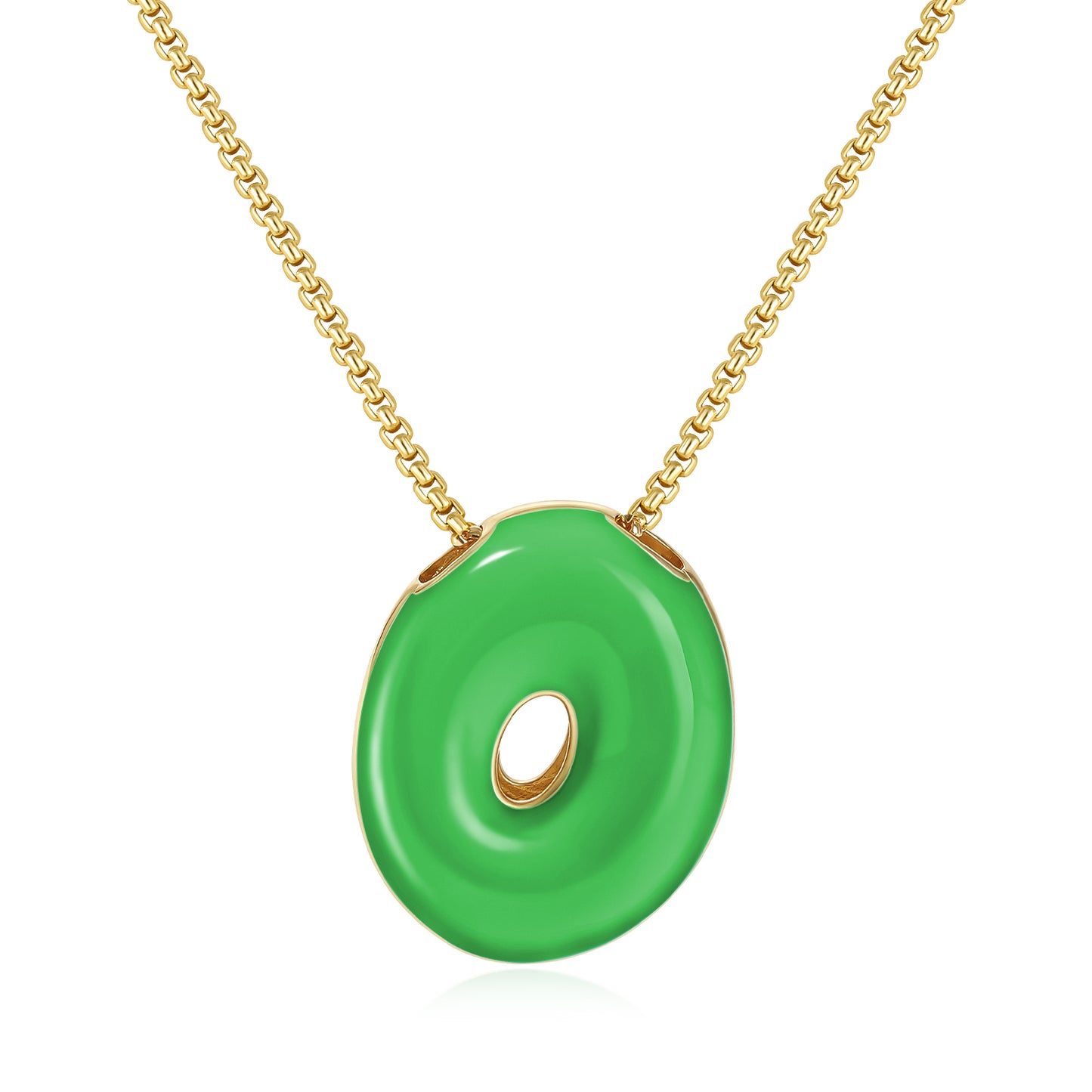 Bubble Letter Colorful Enamel Initial Necklace