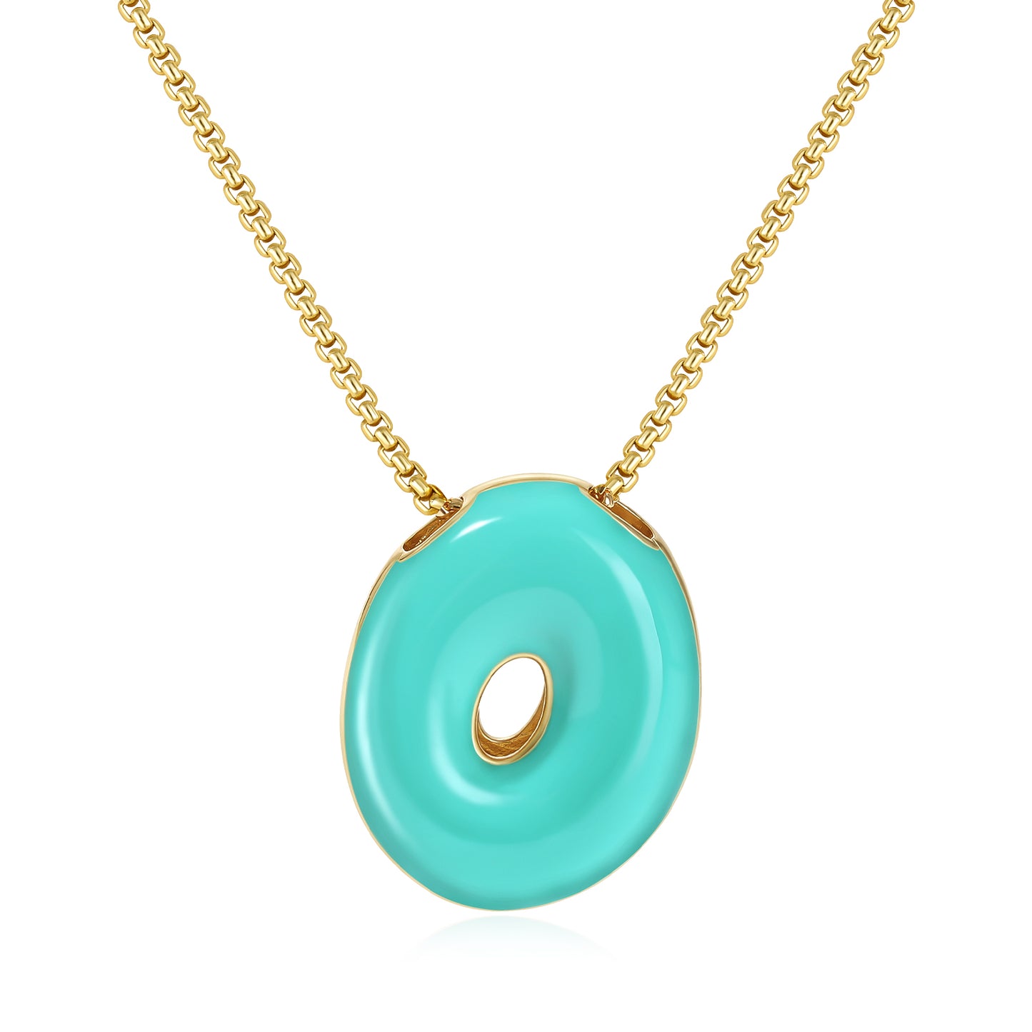 Bubble Letter Colorful Enamel Initial Necklace