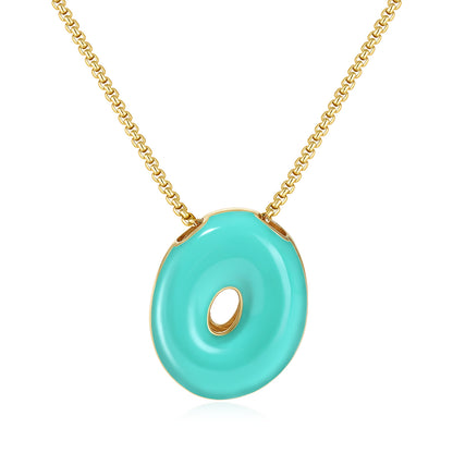Bubble Letter Colorful Enamel Initial Necklace