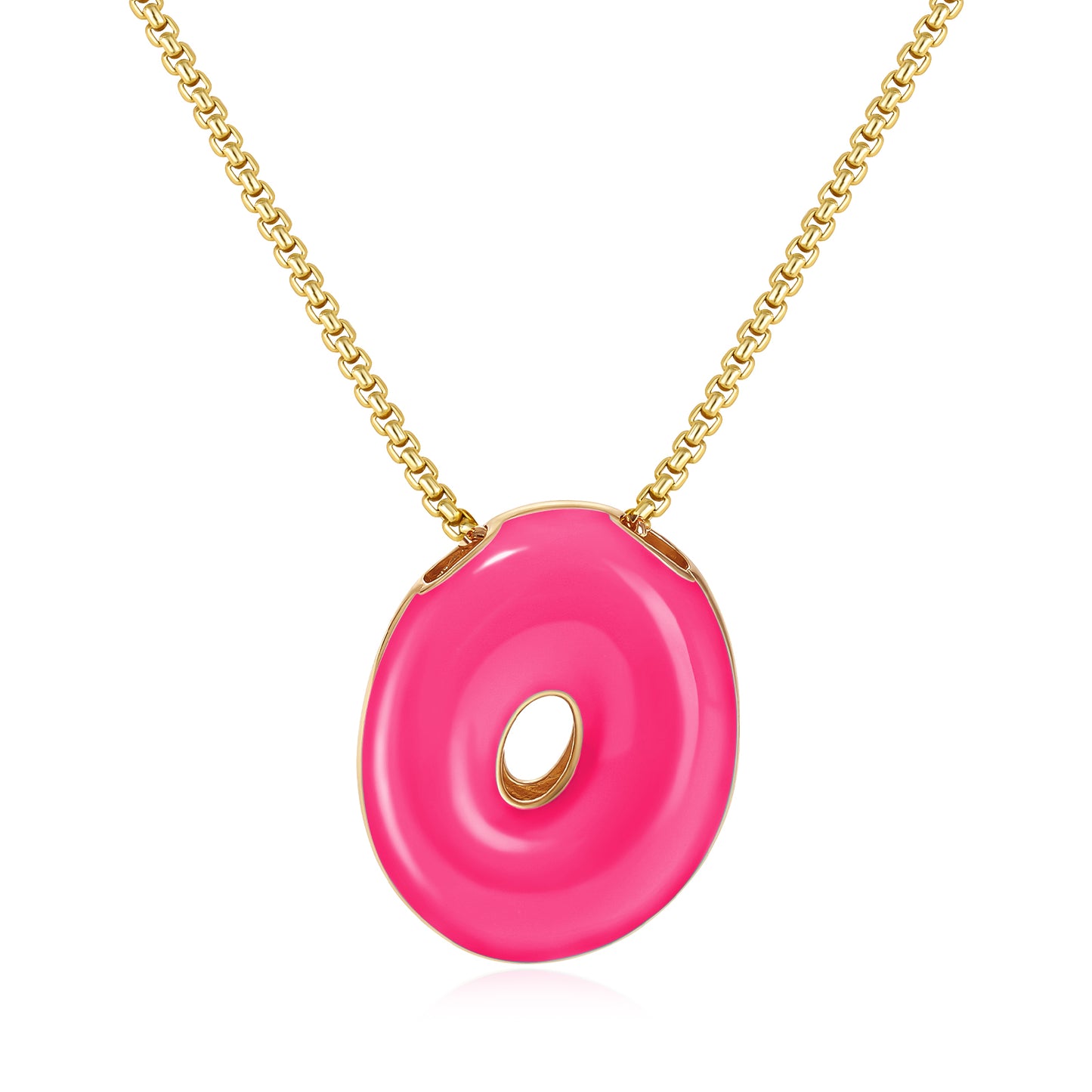 Bubble Letter Colorful Enamel Initial Necklace