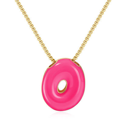 Bubble Letter Colorful Enamel Initial Necklace