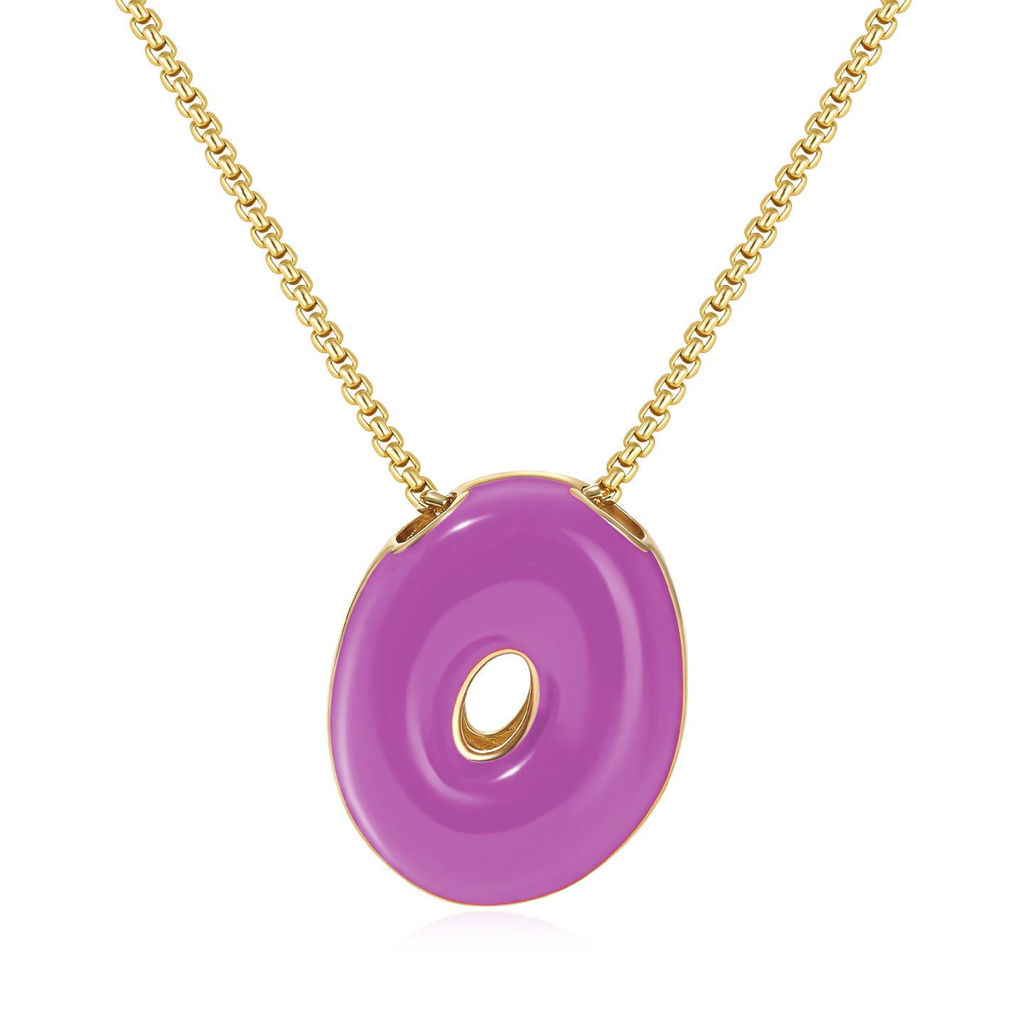 Bubble Letter Colorful Enamel Initial Necklace