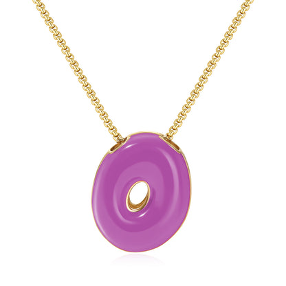 Bubble Letter Colorful Enamel Initial Necklace
