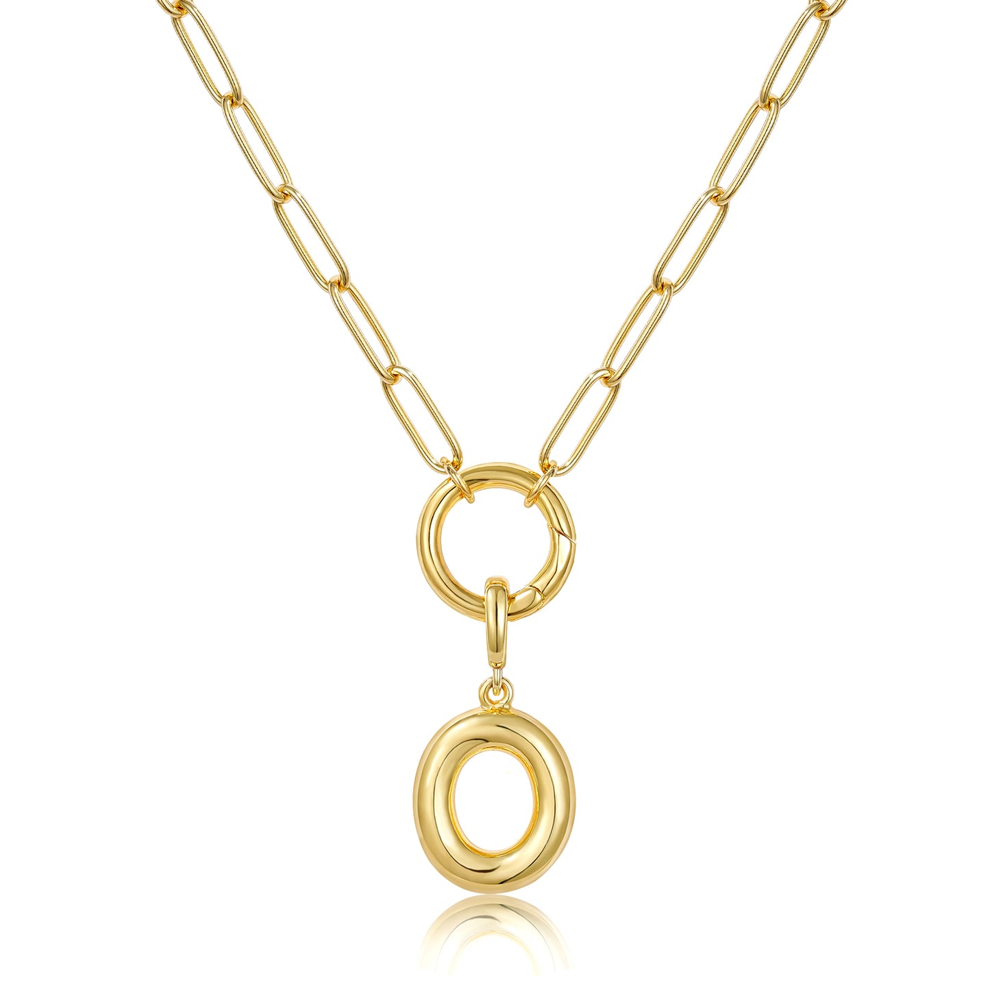 Gold Plated Initial Necklace with Removable Balloon Letter Pendant
