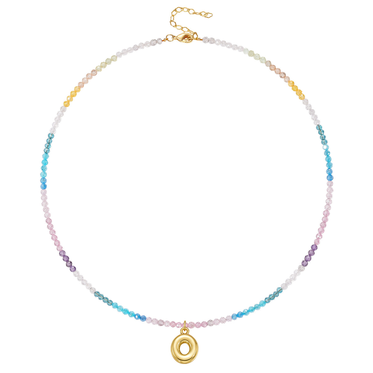 Beaded Bubble Letter Initial Pendant Necklace