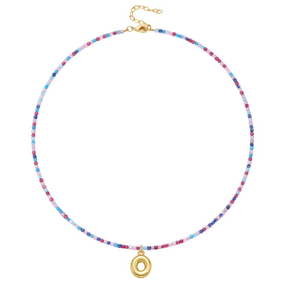 Beaded Bubble Letter Initial Pendant Necklace