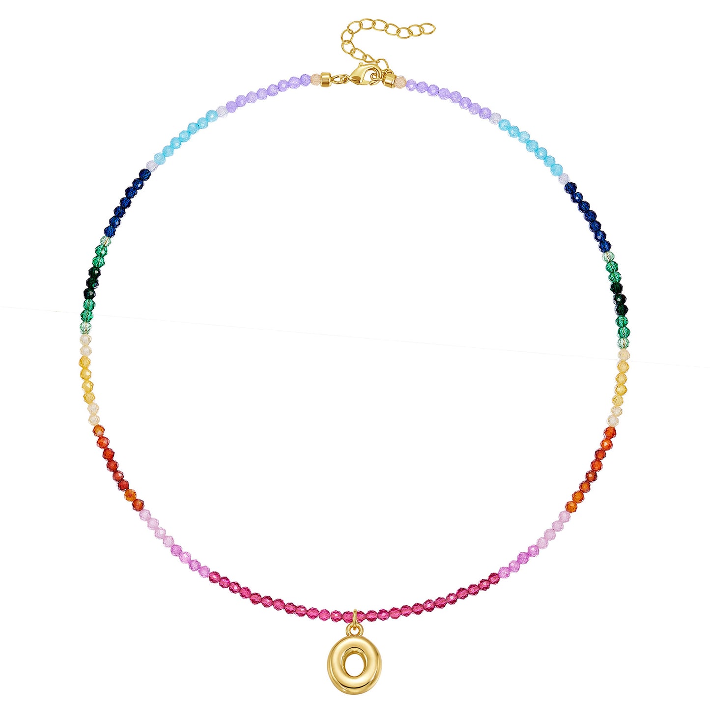 Beaded Bubble Letter Pendant Rainbow Choker