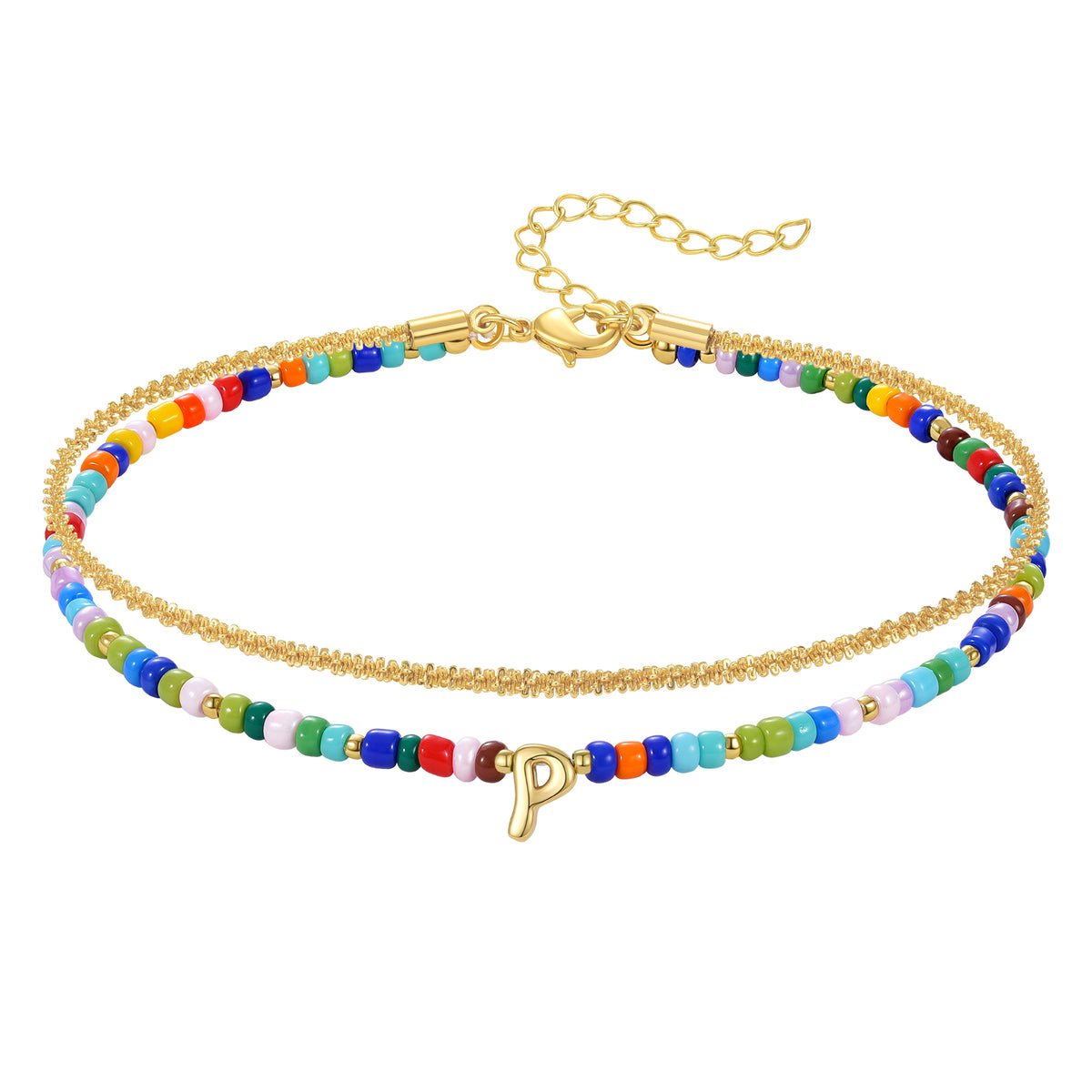 Beaded Initial Anklet Bracelets