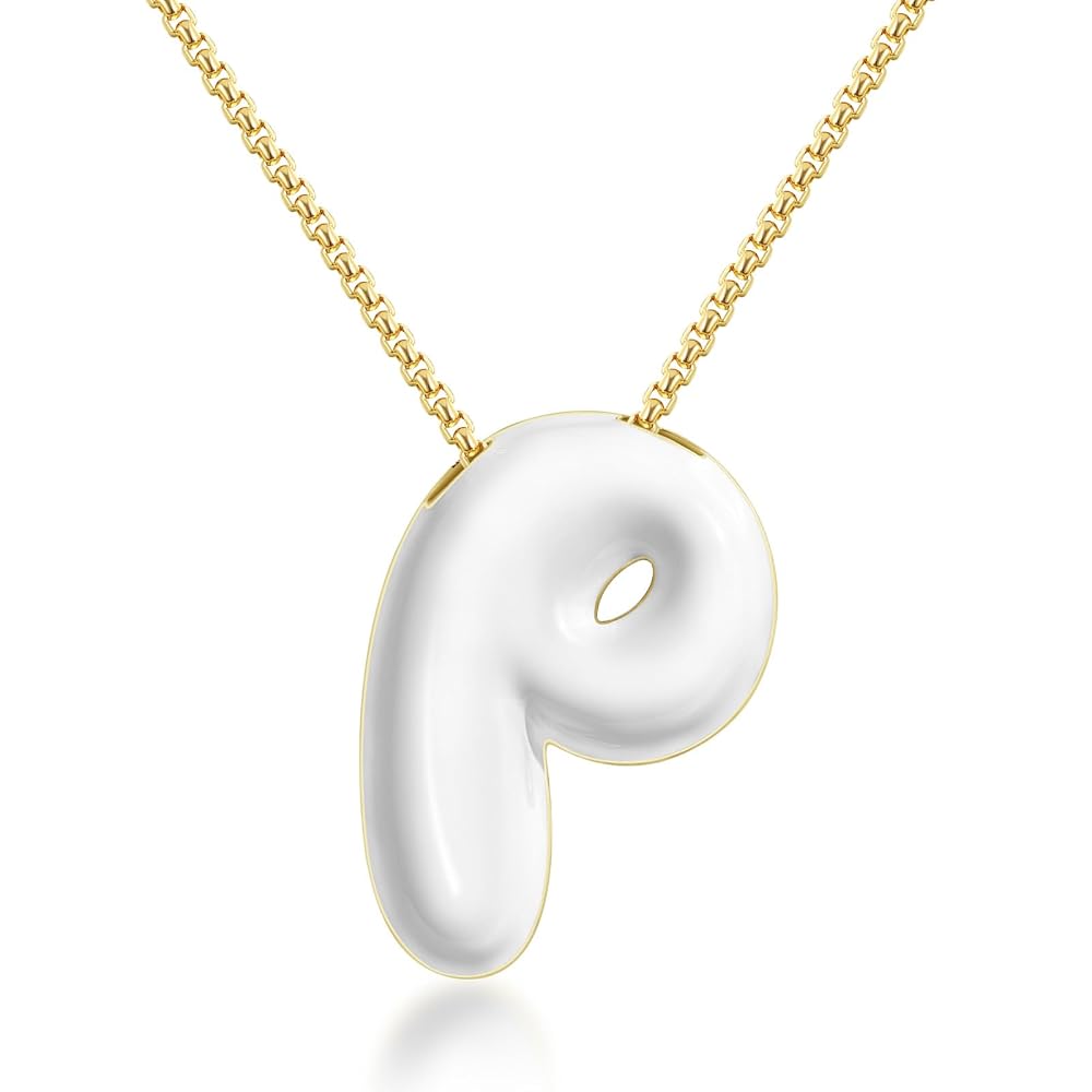 Bubble Letter Colorful Enamel Initial Necklace