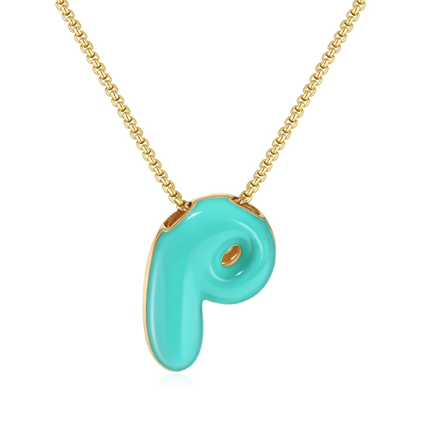 Bubble Letter Colorful Enamel Initial Necklace