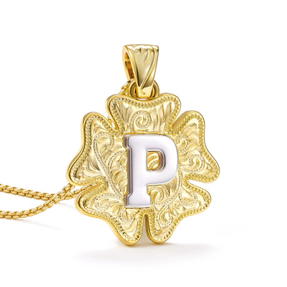 Flower Pendant Initial Necklace
