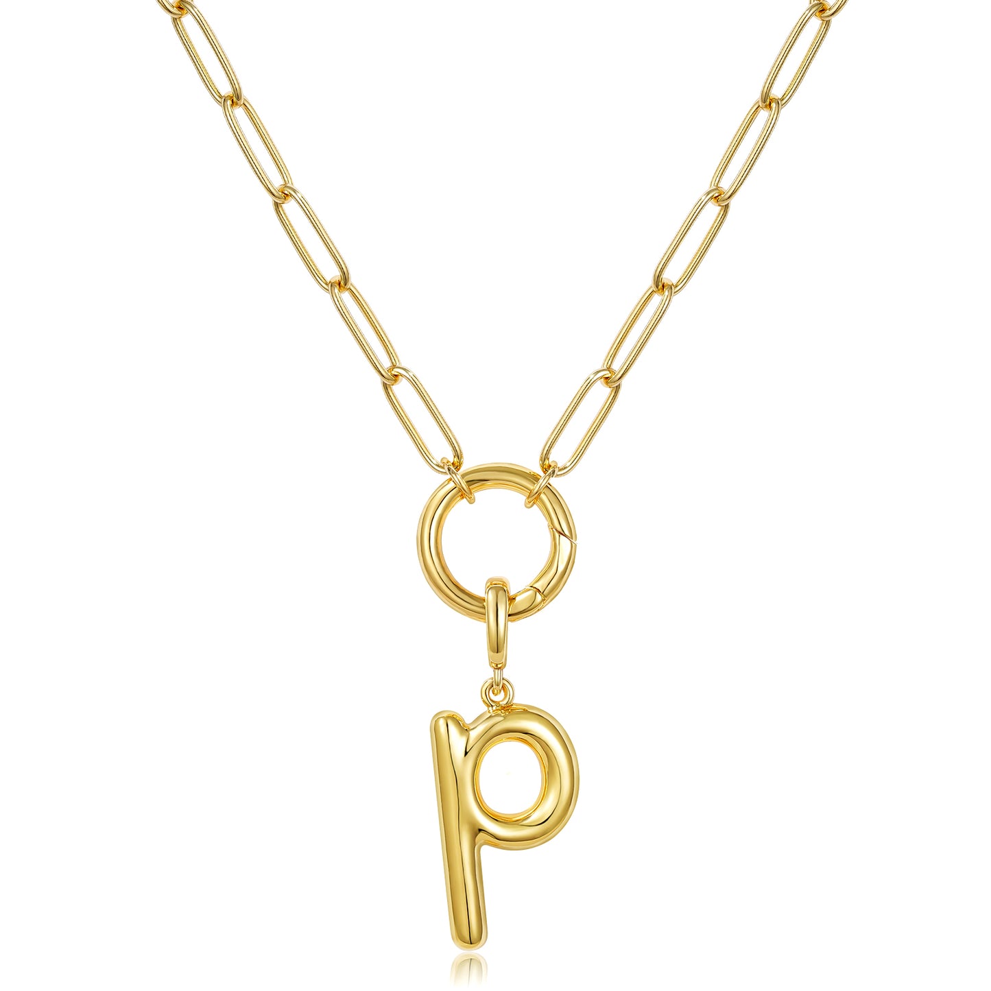 Gold Plated Initial Necklace with Removable Balloon Letter Pendant