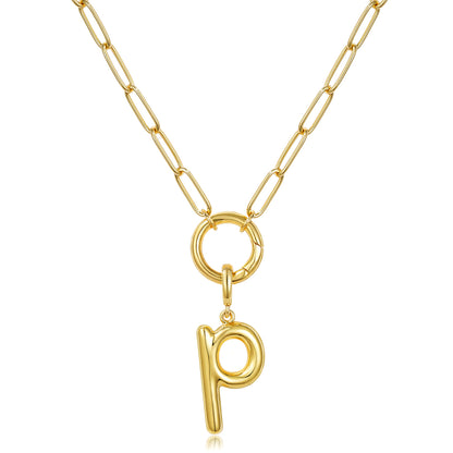 Gold Plated Initial Necklace with Removable Balloon Letter Pendant