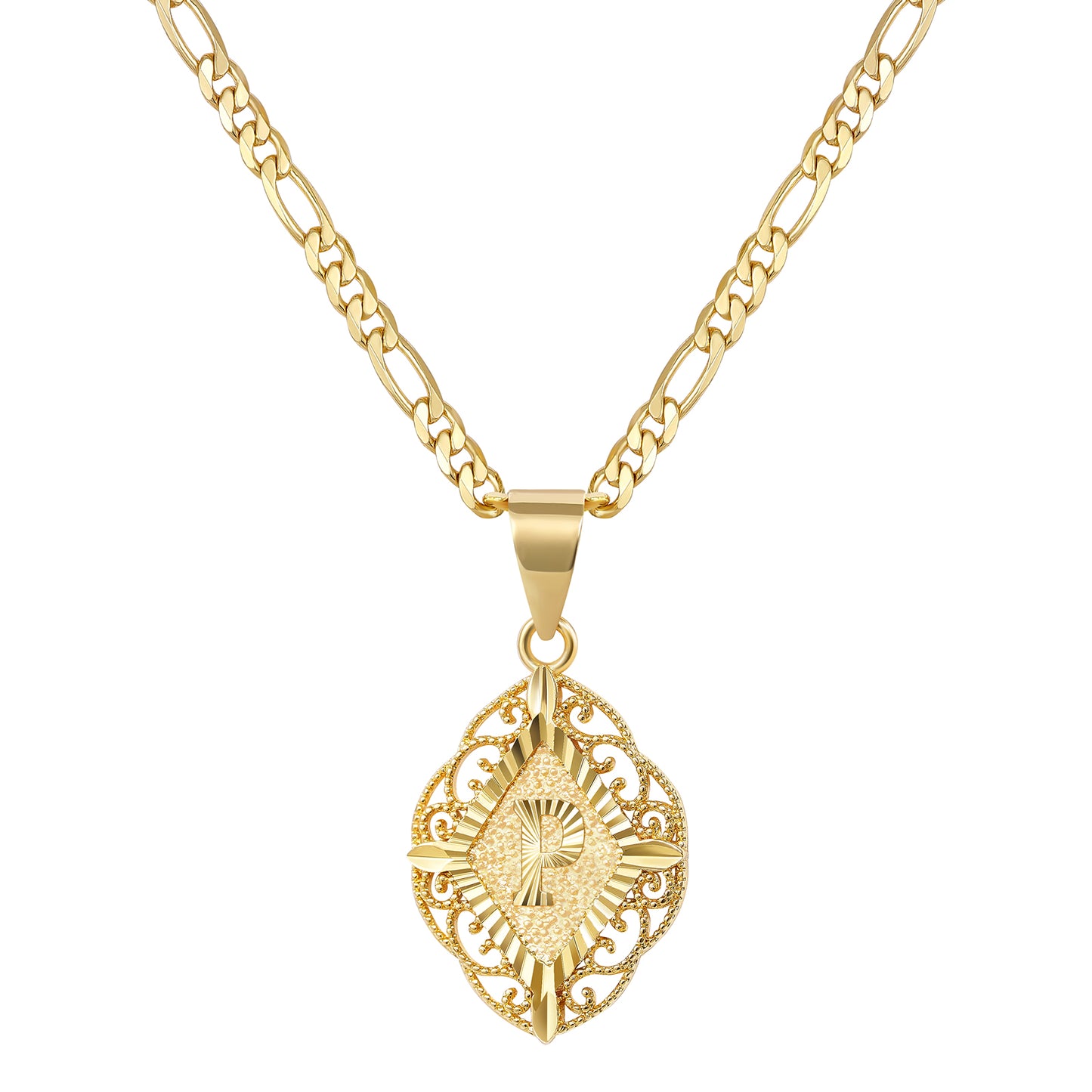 Diamond-Shaped Letter Initial Necklaces