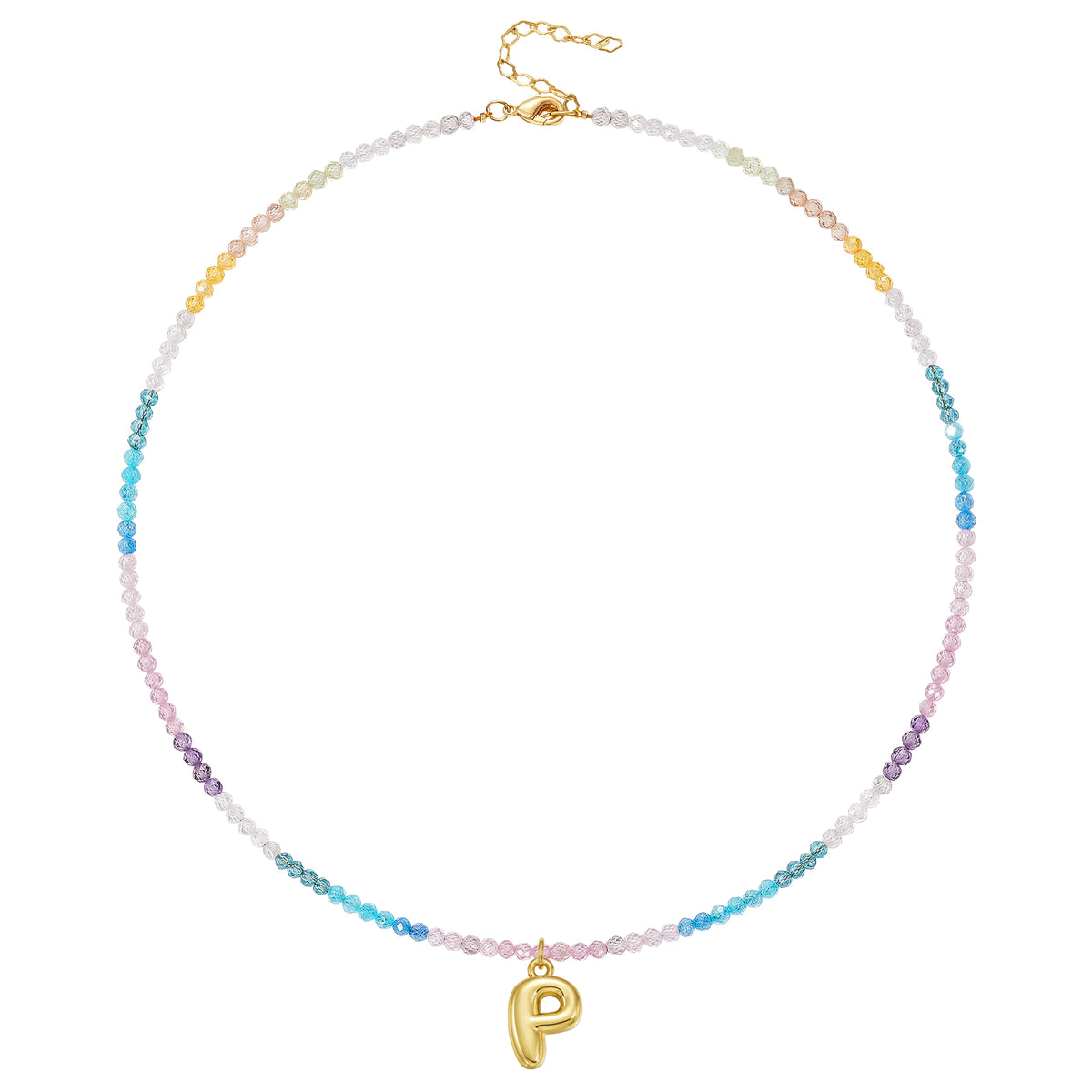 Beaded Bubble Letter Initial Pendant Necklace