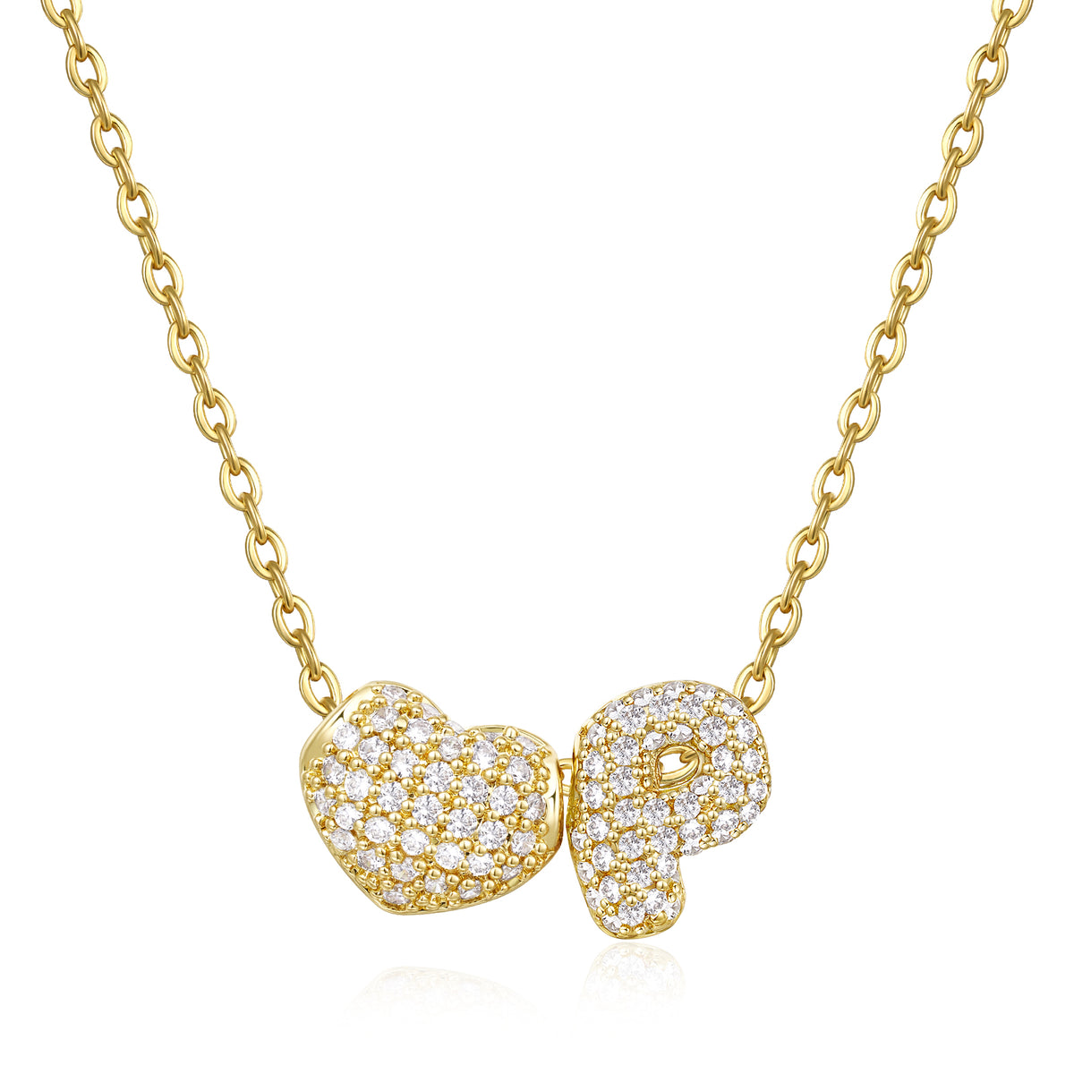Bubble Heart Initial Necklaces