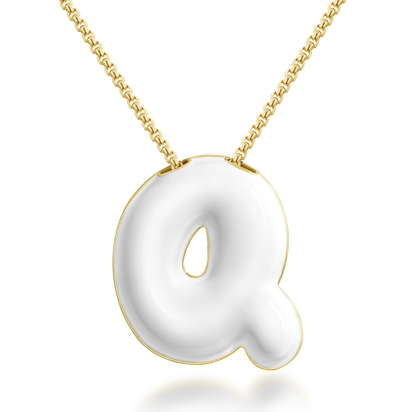 Bubble Letter Colorful Enamel Initial Necklace