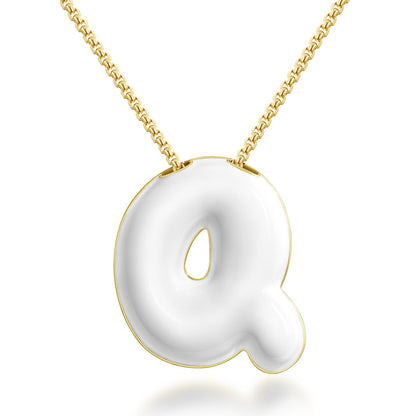 Bubble Letter Colorful Enamel Initial Necklace