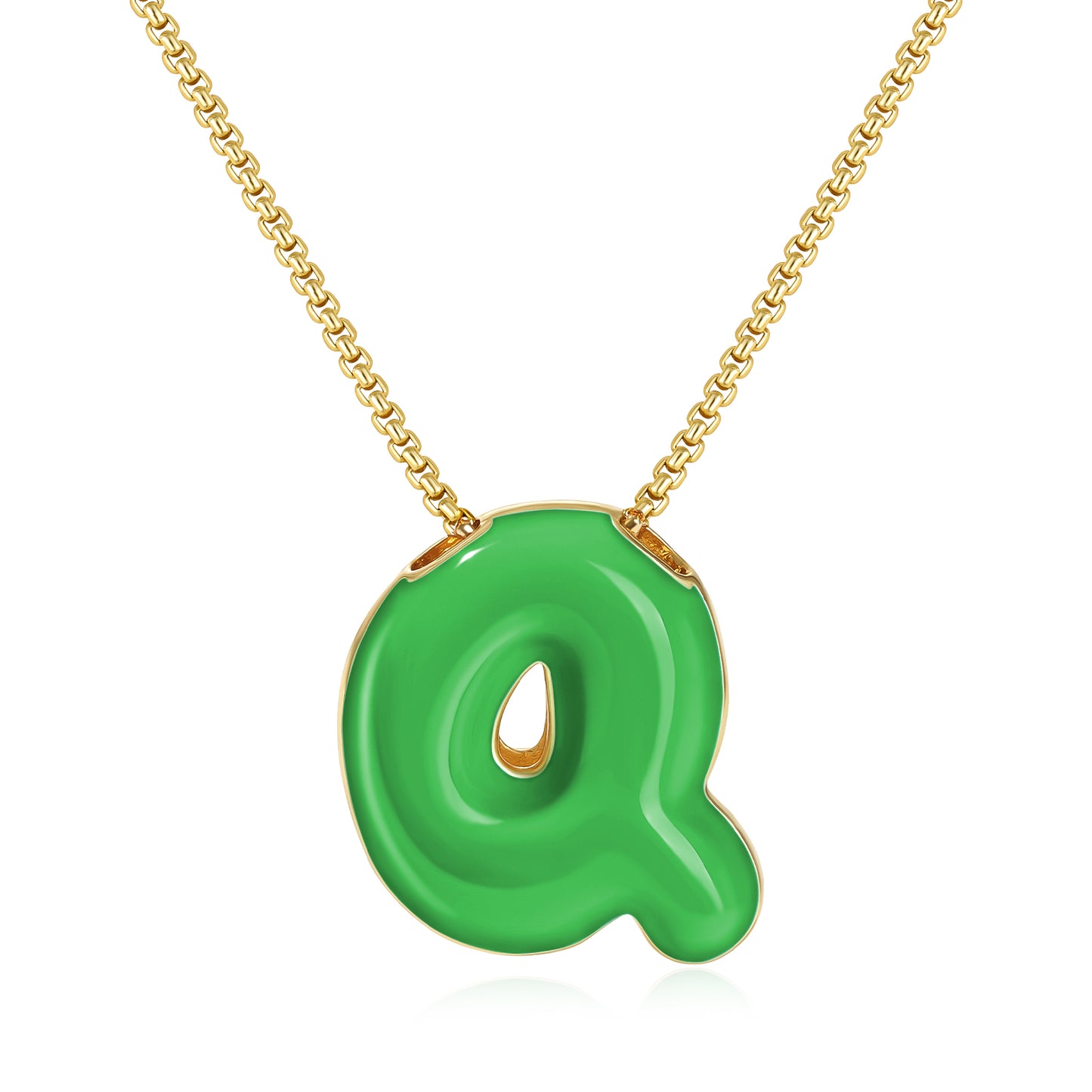 Bubble Letter Colorful Enamel Initial Necklace