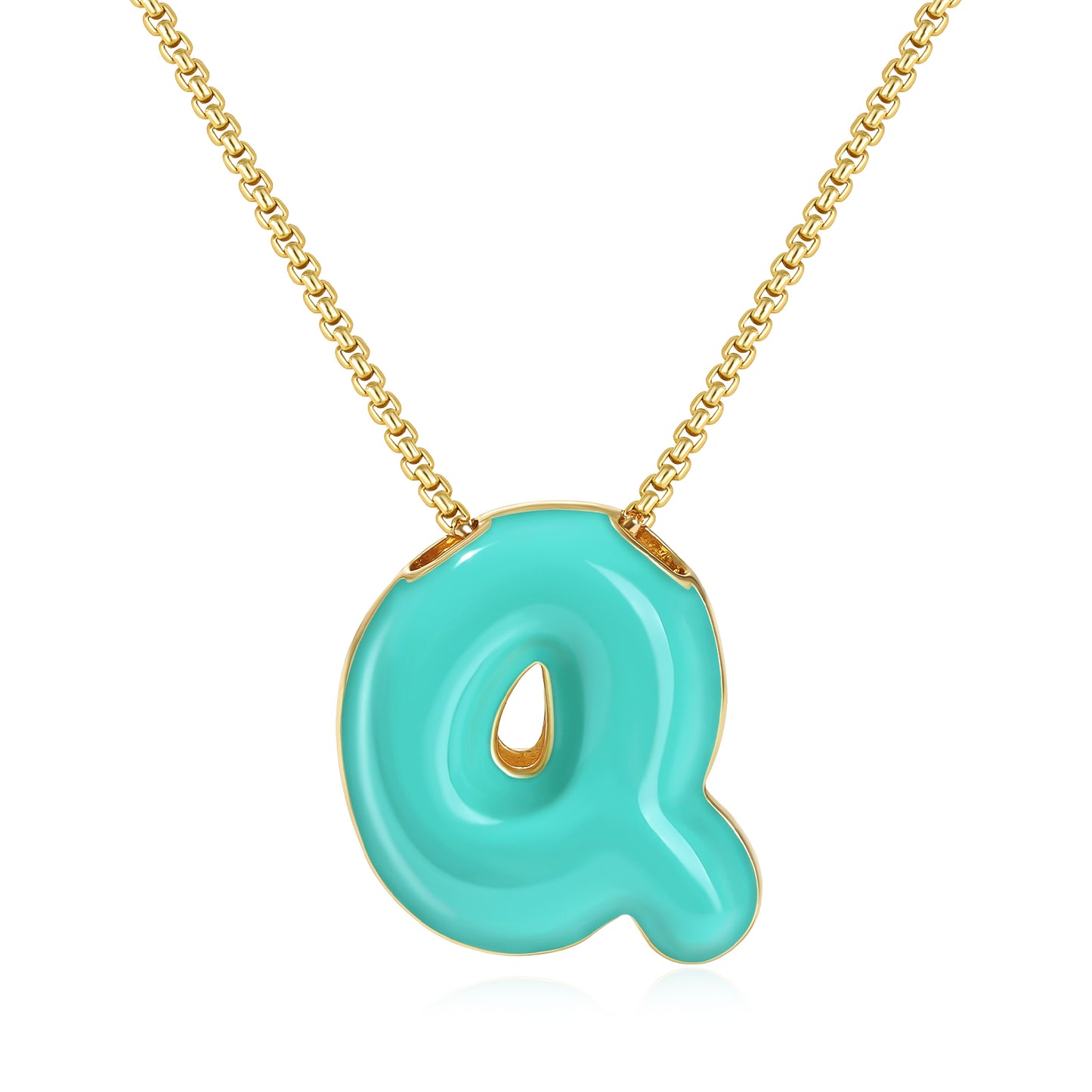 Bubble Letter Colorful Enamel Initial Necklace