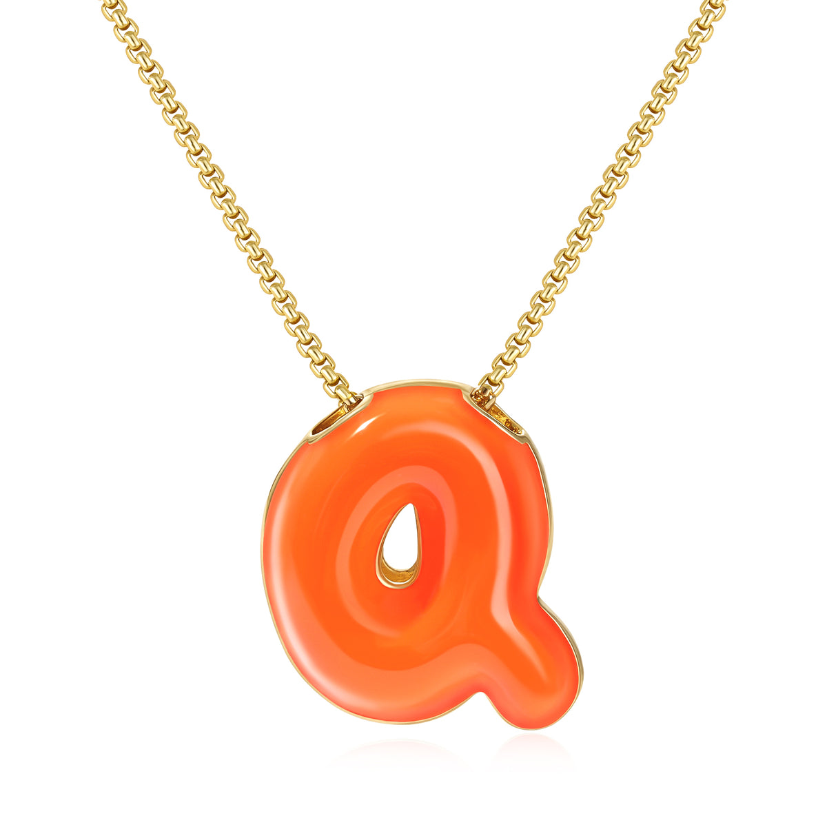 Bubble Letter Colorful Enamel Initial Necklace