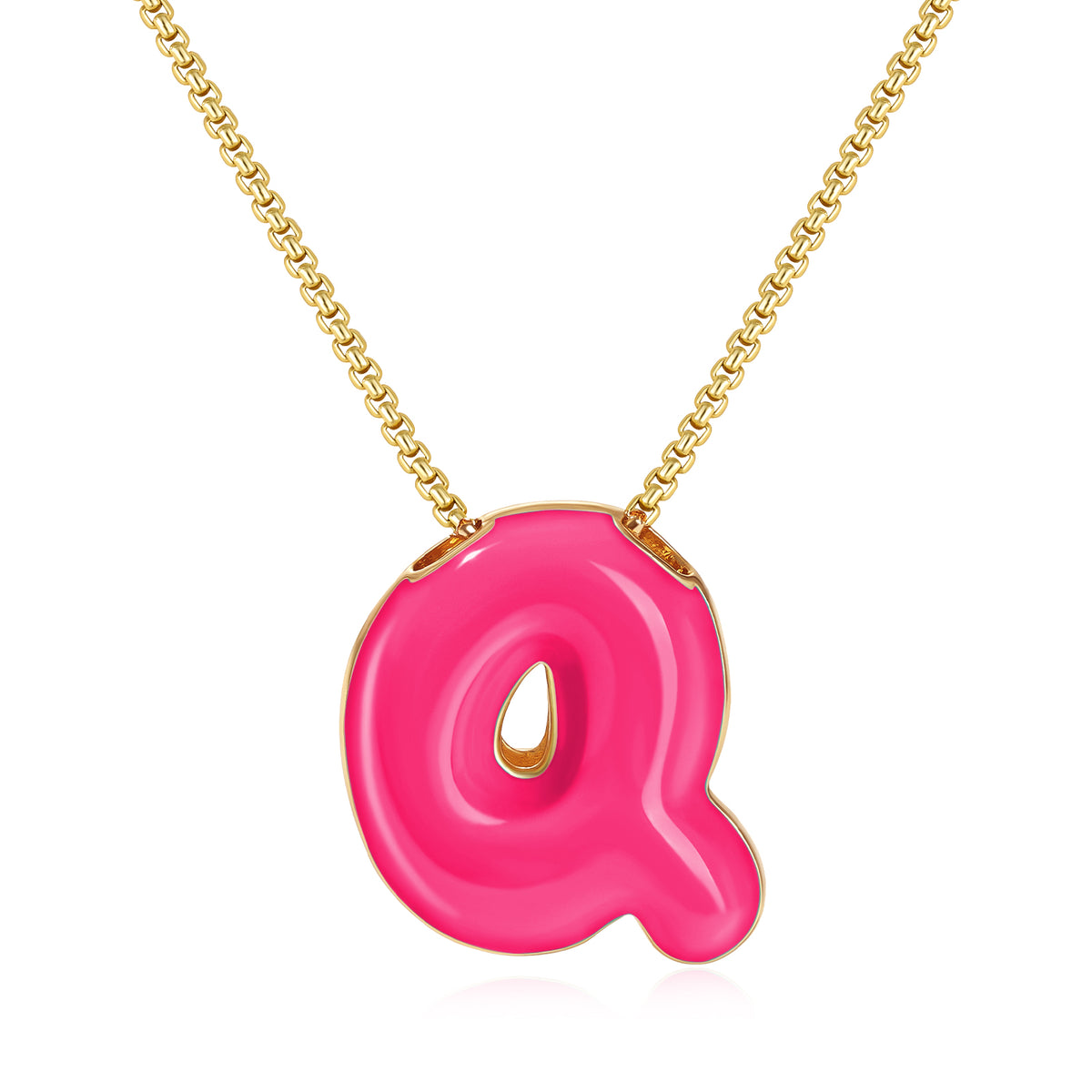 Bubble Letter Colorful Enamel Initial Necklace