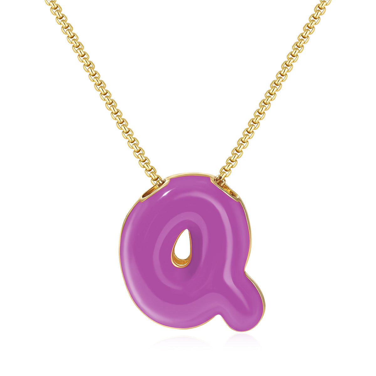 Bubble Letter Colorful Enamel Initial Necklace