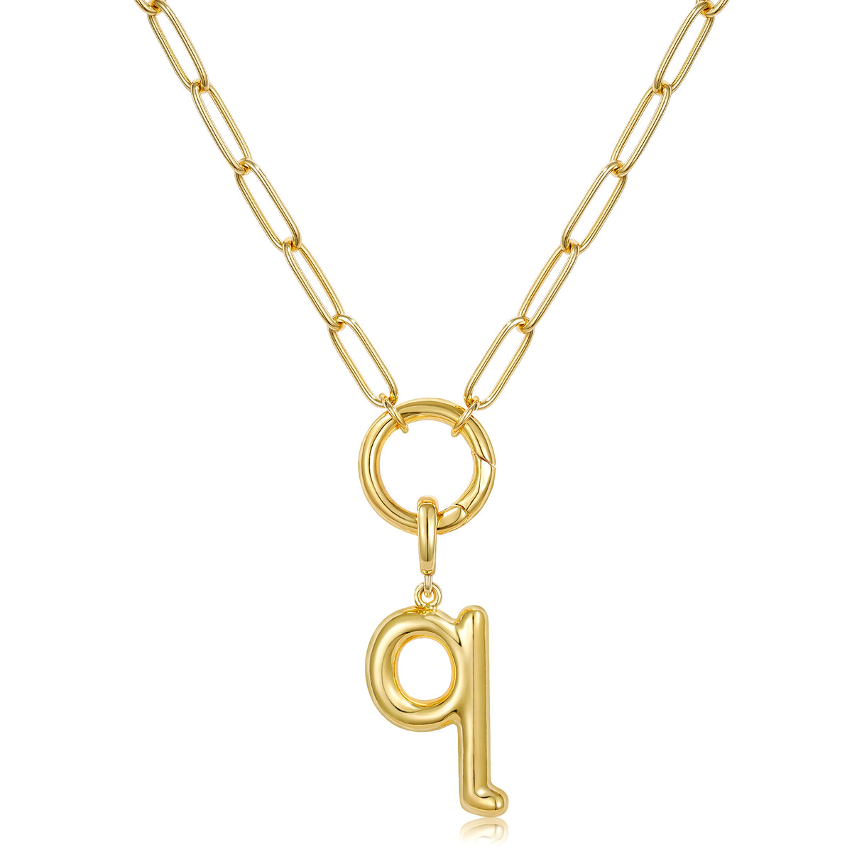 Gold Plated Initial Necklace with Removable Balloon Letter Pendant