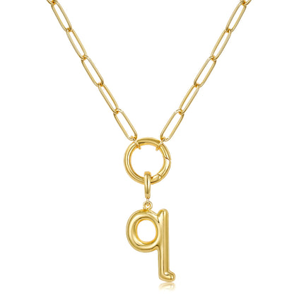 Gold Plated Initial Necklace with Removable Balloon Letter Pendant