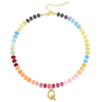 Colorful Beaded Choker Bubble Letter Pendant