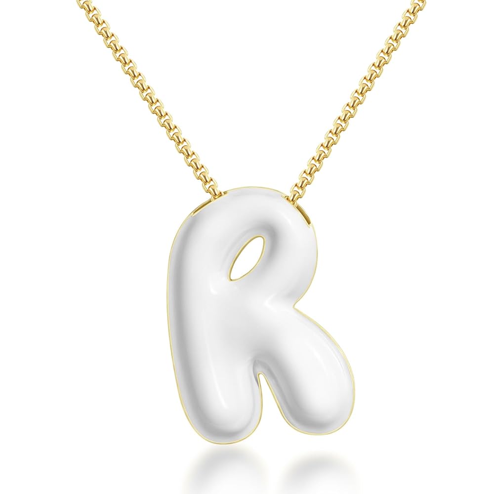 Bubble Letter Colorful Enamel Initial Necklace