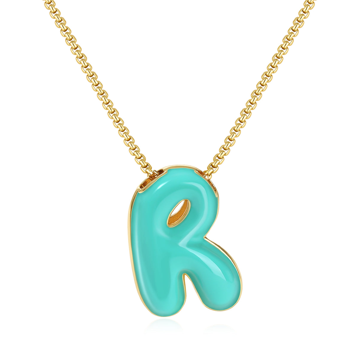 Bubble Letter Colorful Enamel Initial Necklace