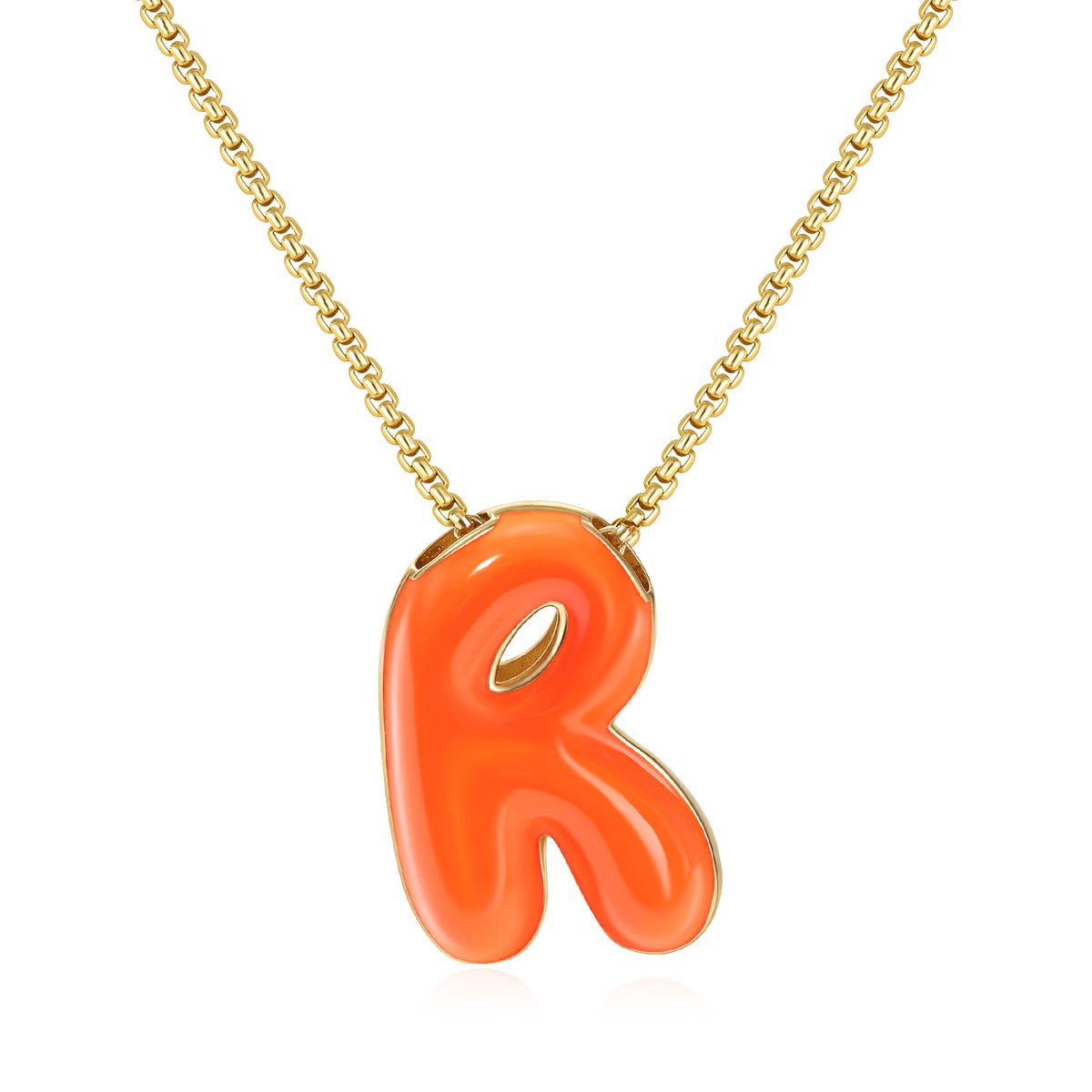Bubble Letter Colorful Enamel Initial Necklace
